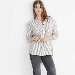 Madewell Flannel Sunday Shirt in Creeland Stripe size small